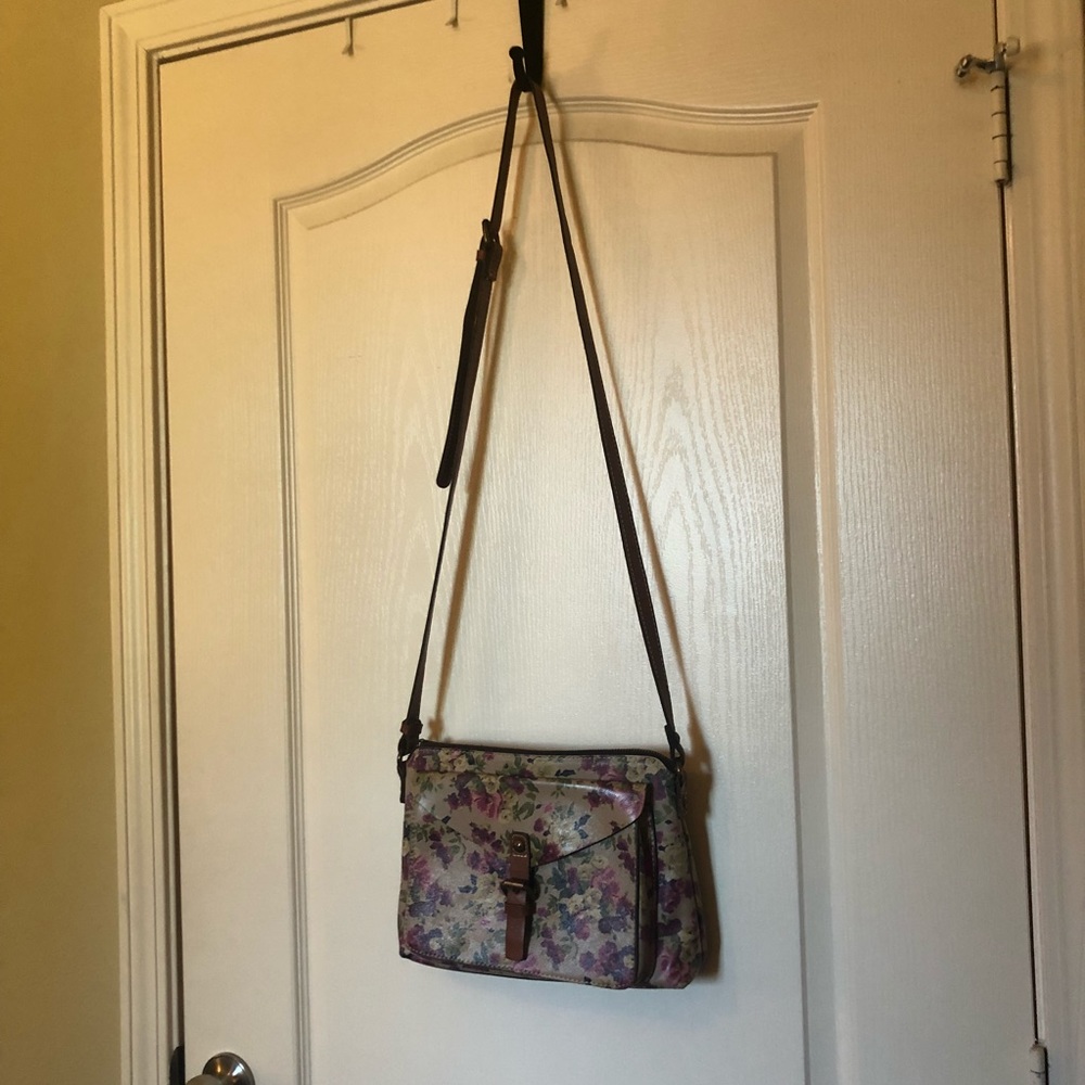 Patricia Nash floral print cross-body leather bag